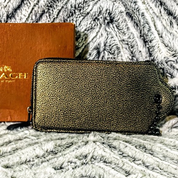 NWT - COACH HANGTAG MULTIFUNCTION CASE IN METALLIC LEATHER F52390 - Picture 2 of 5